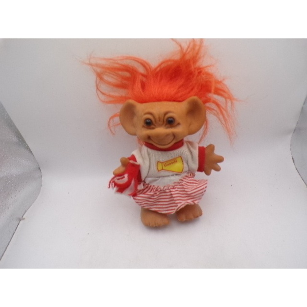 Vintage Uneeda Troll Doll Orange Hair Cheerleader Outfit 5 Inch Retro Toy